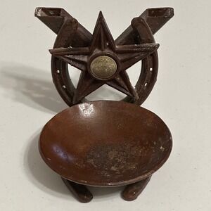 VTG Horseshoe & Star Cast Iron Trinket Catchall Bowl Western Rustic Ranch Decor